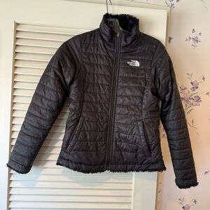 The North Face Girls Black Zip Up Reversible Jacket with Pockets